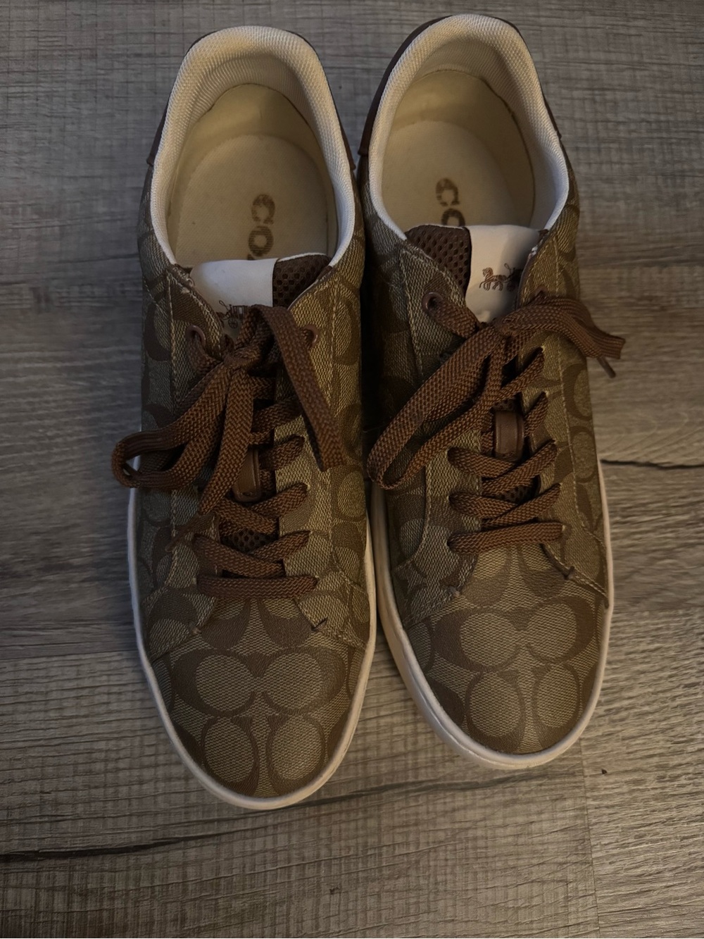 Coach Brown Tan Signature Canvas Sneakers